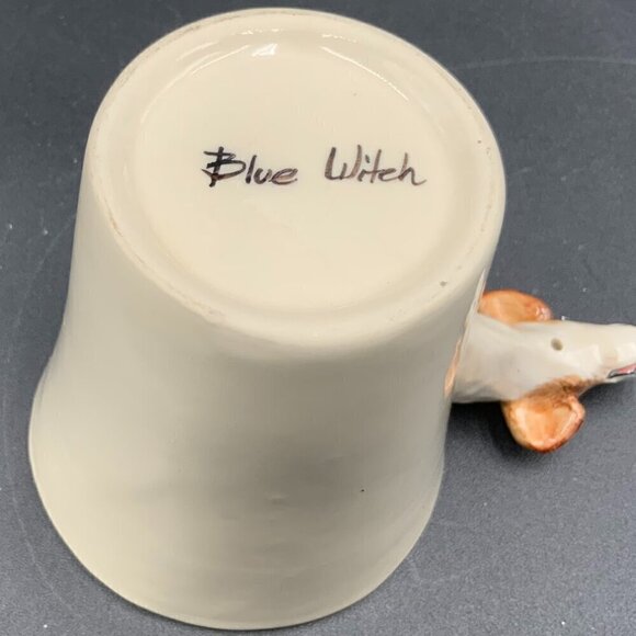 Jack Russel Dog BLUE WITCH Pottery Coffee Mug Head Handle - Picture 8 of 8